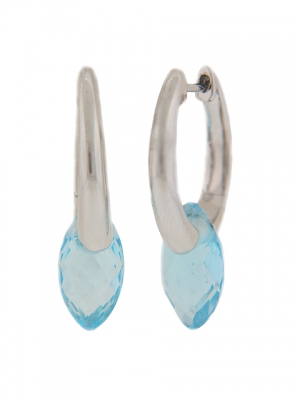 9.41ct Sky Blue Topaz 18k White Gold Hoop Earrings