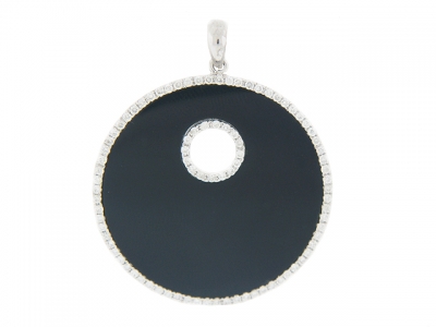 0.80ct Diamond & Oynx Circle Shape Pendant