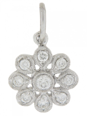 18k White Gold Diamond Flower Pendant