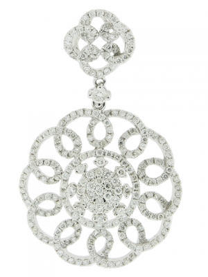 18k White Gold & Diamond Curvy Swirl-like Flower Shape Pendant