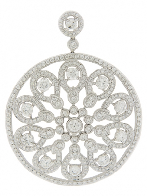 18k White Gold Diamond Petal Shape Flower Pendant