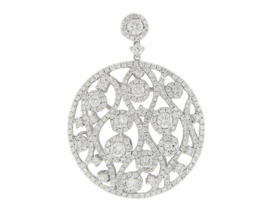Multi Round Diamond 18k White Gold Circle Shape Pendant