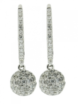 18k White Gold & 0.85ct Diamond Circle Shape Dangle Hoop Earring