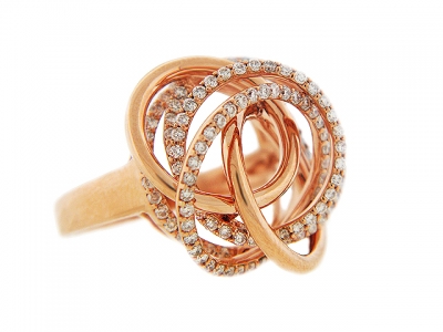 1.05ct Pave Diamond Multi Circle Shape Pink Gold Cocktail Ring