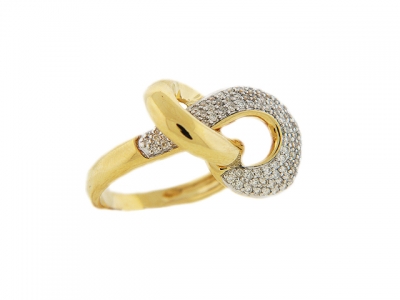 18k Yellow Gold Pave Diamond Curvy Shape Ring