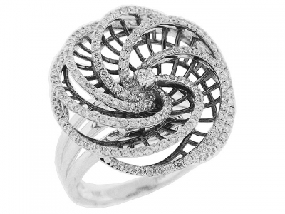 Diamond 18k Black Gold Flower Cocktail Ring