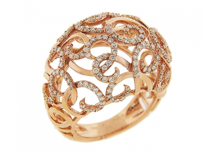 1.15ct Diamond 18k Rose Gold Domed Cocktail Ring