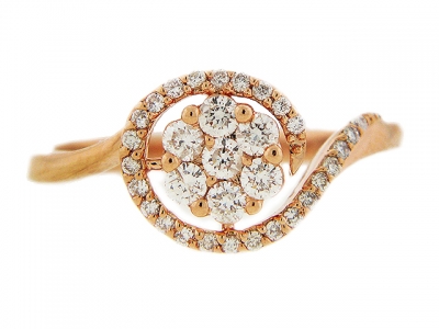 18k Pink Gold Pave Diamond Flower Ring
