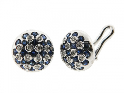 4.28 ct Bezel Set Diamond Blue Sapphire Gold Cufflinks