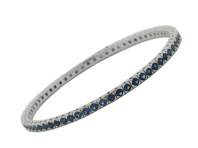 11.25 ct Blue Sapphire 18K White Gold Ladies Bangle Bracelet
