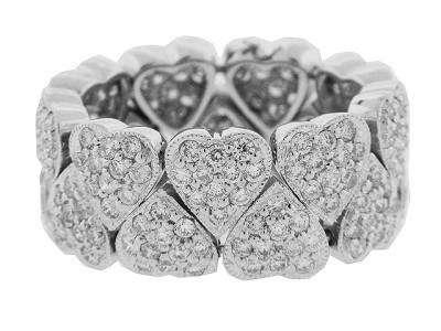 2.50ct Diamond 18k Gold Multi Heart Flexible Milgrain Ring