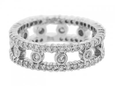 1.26 ct Diamond Bezel & Pave 18k White Gold Eternity Band