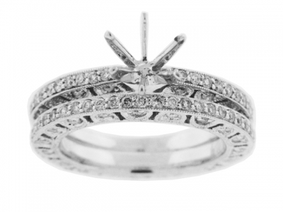 Vintage 1.65 ct Round Diamond Eternity Bridal Set Rings