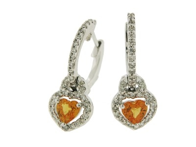1.69 ct Yellow Heart Sapphire & Diamond 18k Gold Earrings
