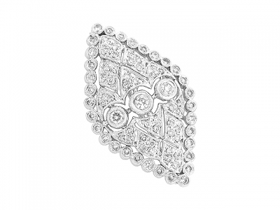 Vintage 1.17 ct Diamond Square Brooch 18k White Gold