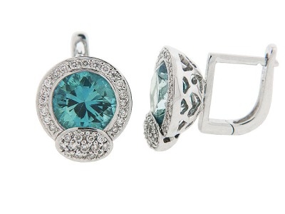 London Blue Topaz Diamond 18k Gold French Clip Earrings