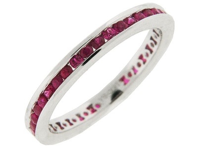 .77 ct Channel Set Pink Sapphire 18k Gold Eternity Ring
