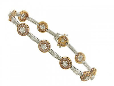 3.8ct Diamond 18k White & Rose Gold Circle Tennis Bracelet