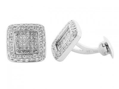 1.94 ct Round Princess Invisible Set Diamond Cufflinks