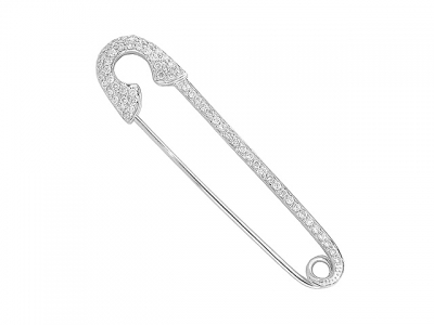 1.04 ct Diamond Safety Pin Brooch Set in 18k White Gold