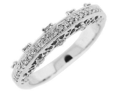 .15 ct Round Diamond 18k Gold 3 Sided Milgrain Ring