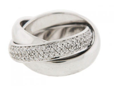 1 ct Diamond Three Band Rolling Ring 18k White Gold
