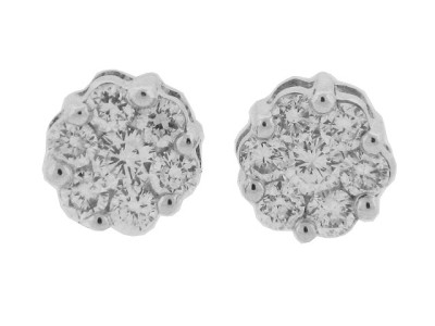 .25 ct Round Diamond 14k White Gold Cluster Stud Earrings