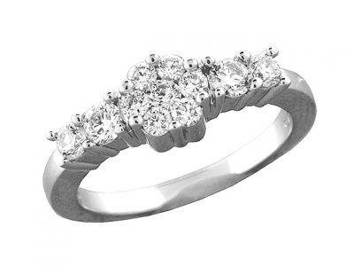 .75 ct Cluster Round Diamond Engagement Ring 14k White Gold