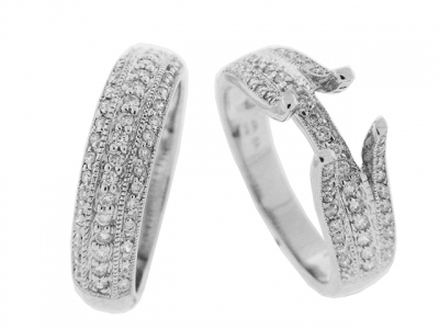 Pave Diamond 18k White Gold Bridal Sets Wedding Rings