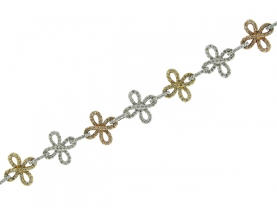 2.63ct Diamond 18k White & Yellow & Pink Gold Cross Linked Bracelet