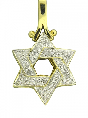 Diamond Pave Star of David 18k Yellow Gold Charm Pendant