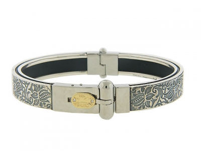 SAURO Diamond 18k Gold & Stainless Steel Men's Etched Bracelet