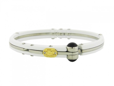 SAURO Unisex Stainless Steel 18k Gold Diamond Bracelet