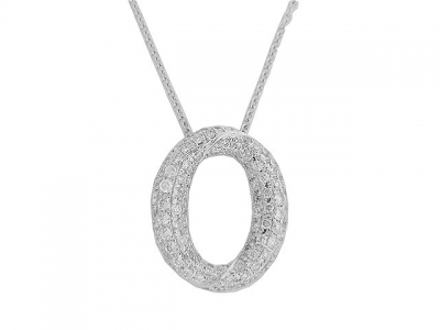 3/4ct Diamond 18k White Gold Circle Pendant With Chain