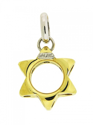 SAURO Italy 18k Two-Tone Gold Star of David Pendant