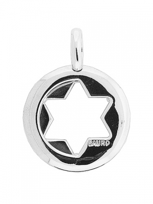 SAURO Italy 18k White Gold Star of David Pendant