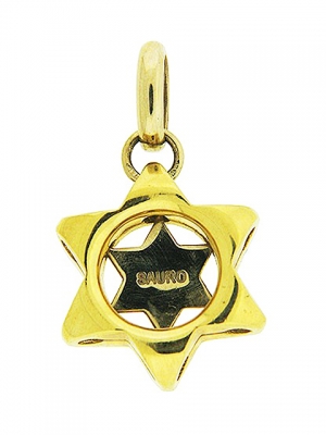 SAURO Italy 18k Yellow Gold Star of David Pendant