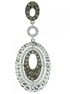 0.77ct Diamond Oval Shape 18k White & Black Hammered Gold Pendant