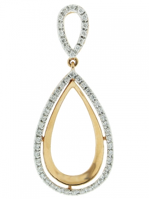 0.30ct Pave Diamond & 18k Pink Gold Pear Shape Dangle Pendant