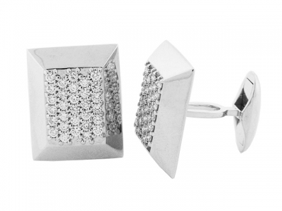 1.27 ct Round Diamond 18k White Gold Square Cufflinks