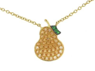 18k Yellow Gold & Diamond Pear Pendant Necklace