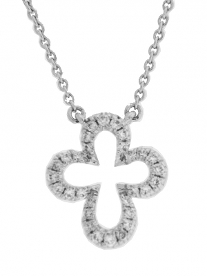 Diamond Open Cross 18k White Gold Necklace