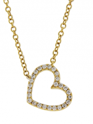 Diamond Open Heart 18k Yellow Gold Necklace