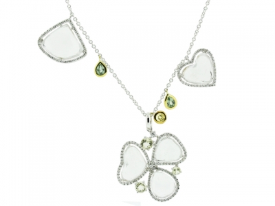 17.75ct White Topaz Multi Gemstone & Diamond White Gold Necklace