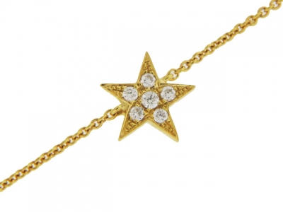 Diamond 18k Yellow Gold Star Charm Chain Bracelet