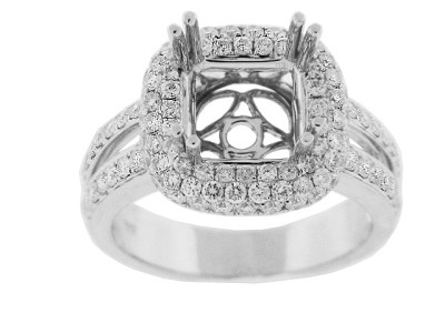 1.22 ct Diamond 18k White Gold Semi Mount Square Engagement Ring