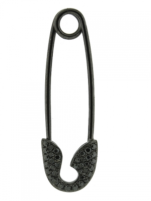 18k Black Gold & Black Diamond Safety Pin Brooch