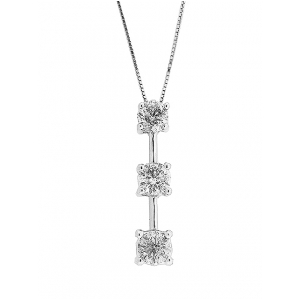 1.00 ct Round Diamond 14k Gold 3-Stone Drop Pendant