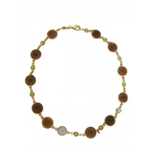 Pave Diamond Smokey Topaz & Peridot Collar Necklace