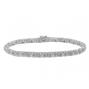 1.25ct Round Diamond 14k Gold Milgrain Tennis Bracelet
